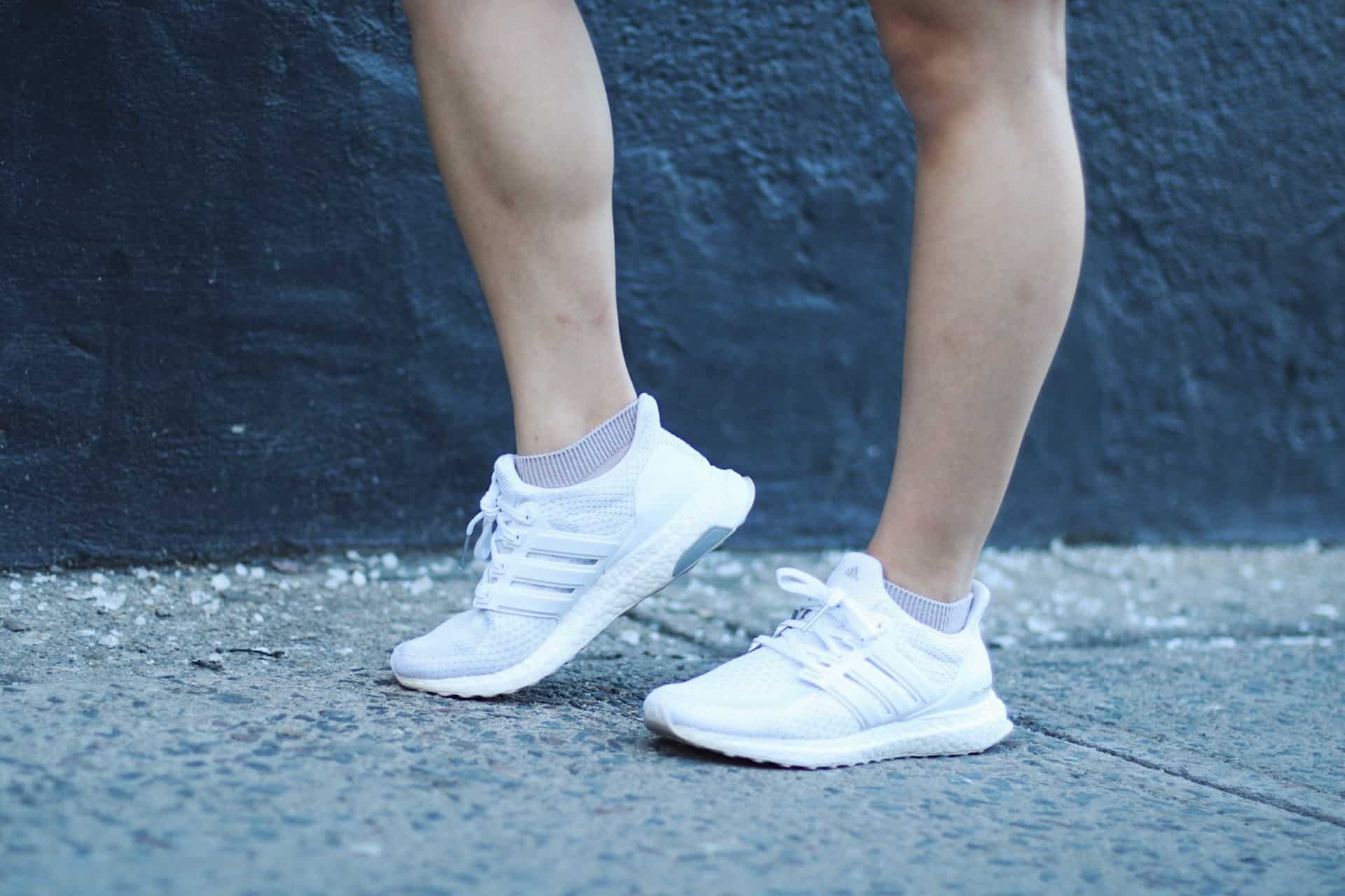 How to style white sneakers for spring weather | casual spring outfit ideas and inspiration | styling Adidas triple white Ultra Boost sneakers | Diary of a Toronto Girl, a Canadian lifestyle blog