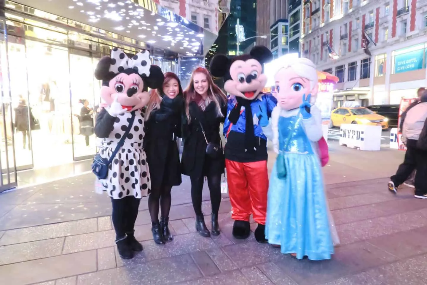 Disney characters at Times Square in New York City