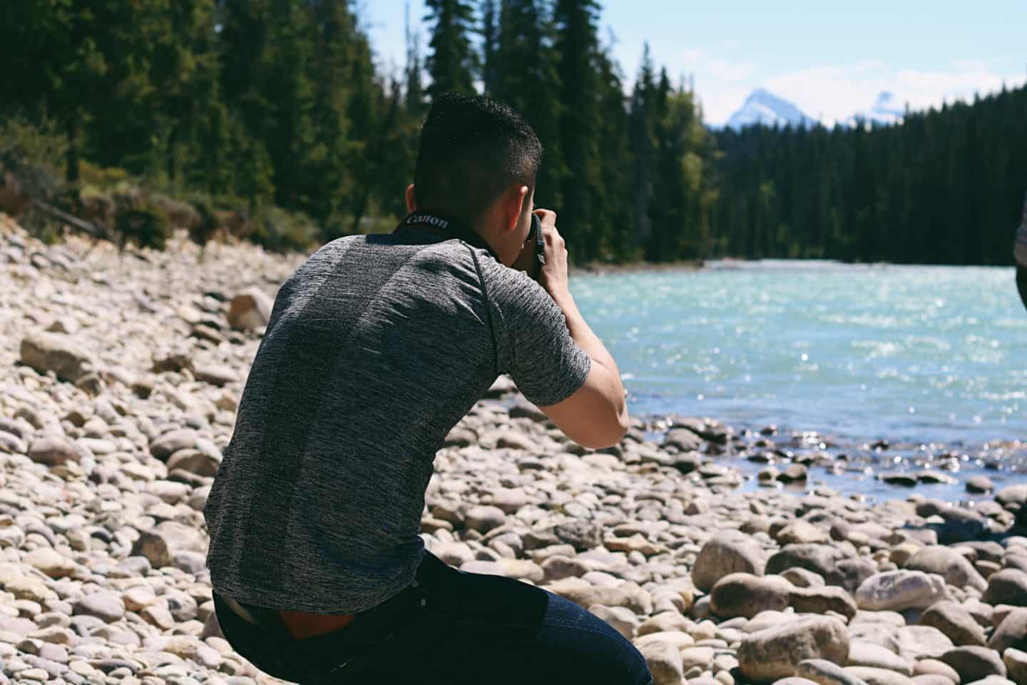 Driving along Icefields Parkway in Banff, Alberta