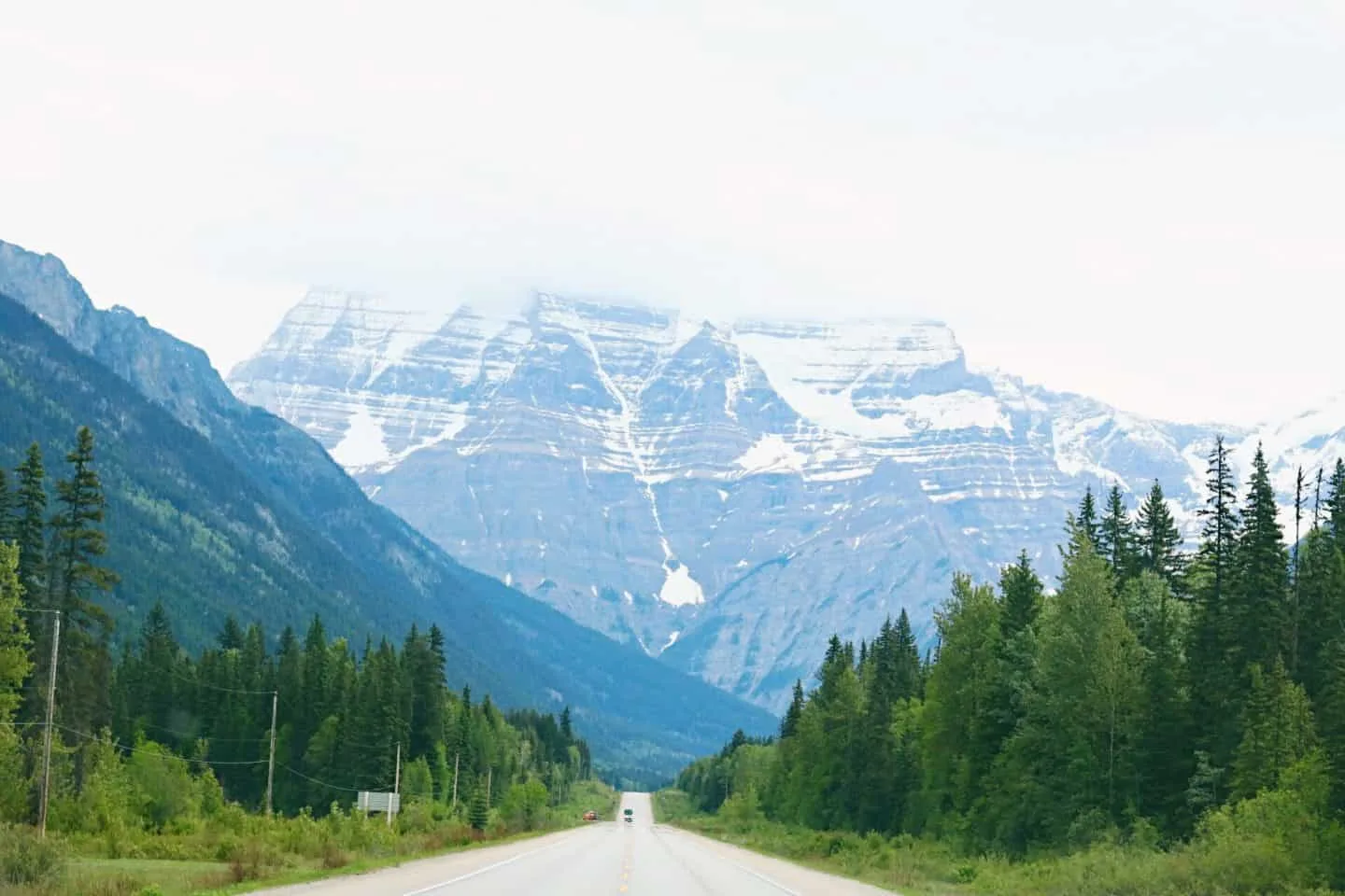 Driving along Icefields Parkway in Banff, Alberta