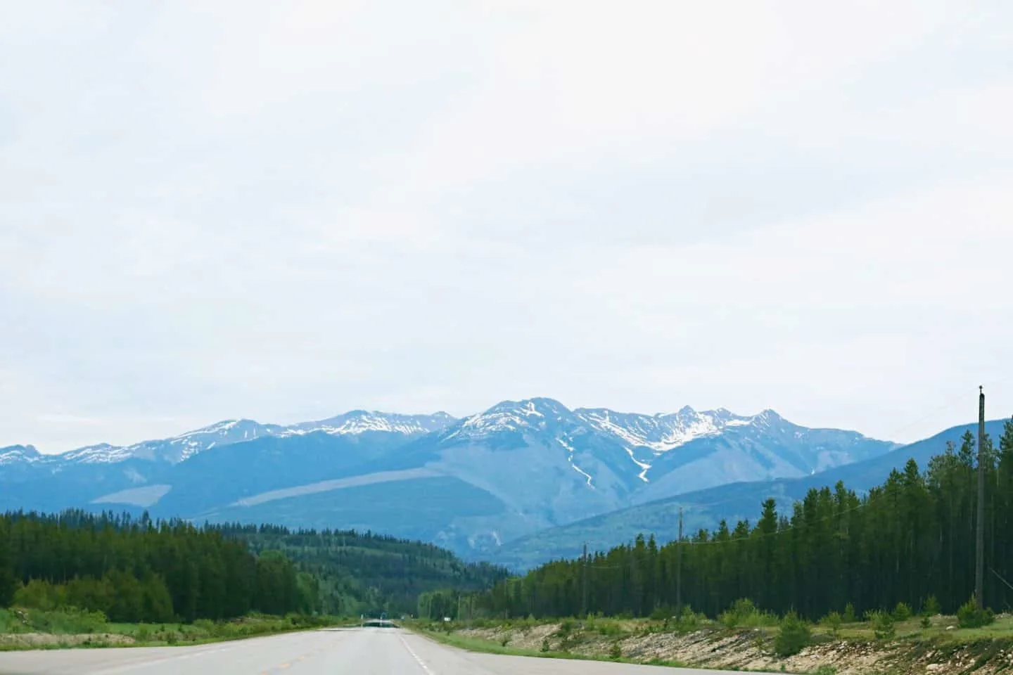 Driving along Icefields Parkway in Banff, Alberta