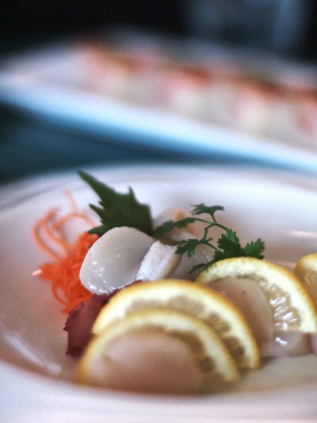 Scallop sashimi at Miku Sushi in Vancouver, British Columbia