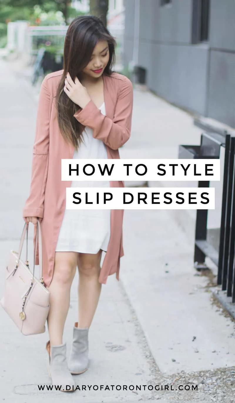 A slip dress is a capsule closet essential that goes with so many outfits. Here's how to wear the Aritzia Vivienne slip dress for spring or summer weather!