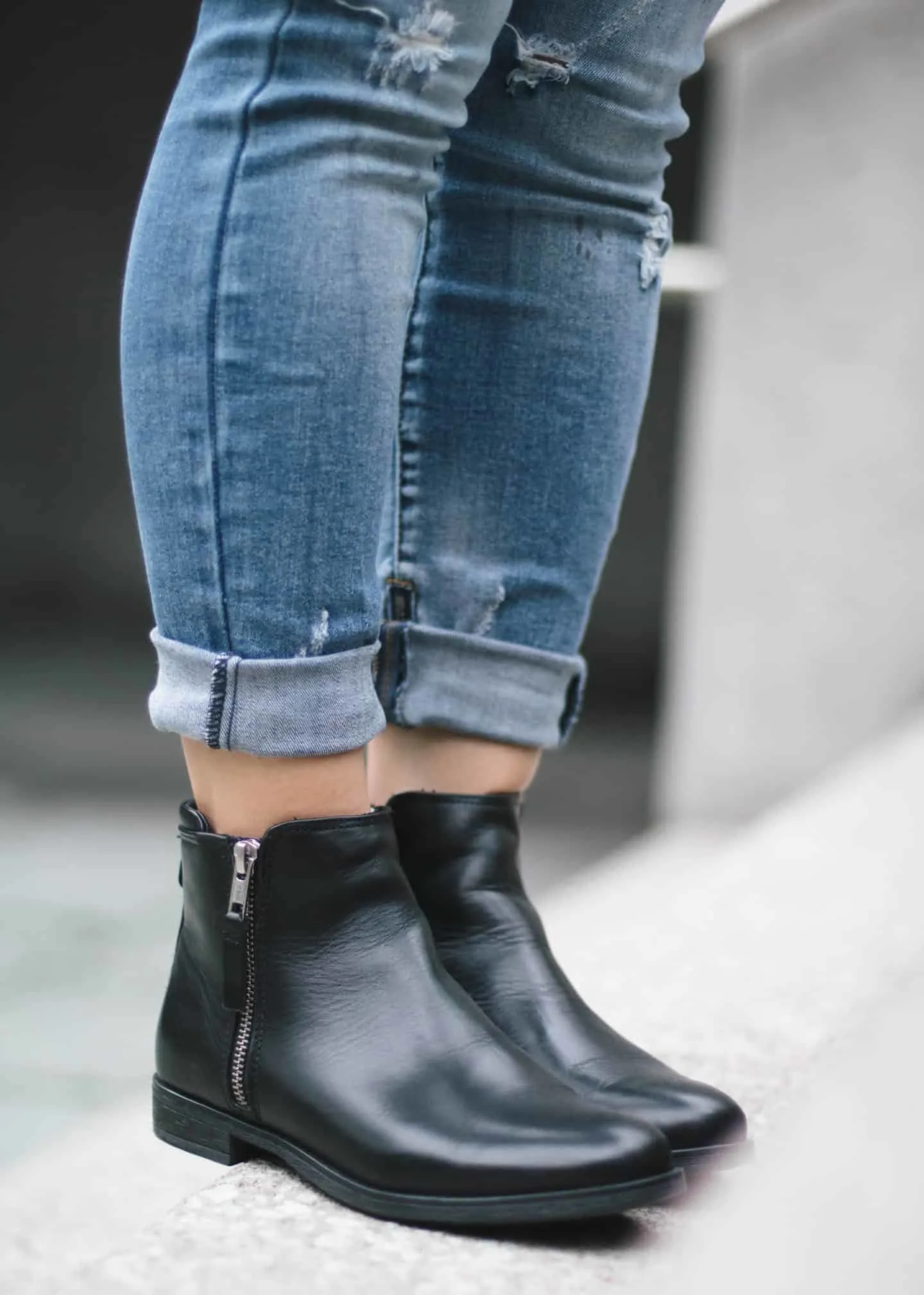 One Teaspoon distressed denim and Steve Madden black leather booties