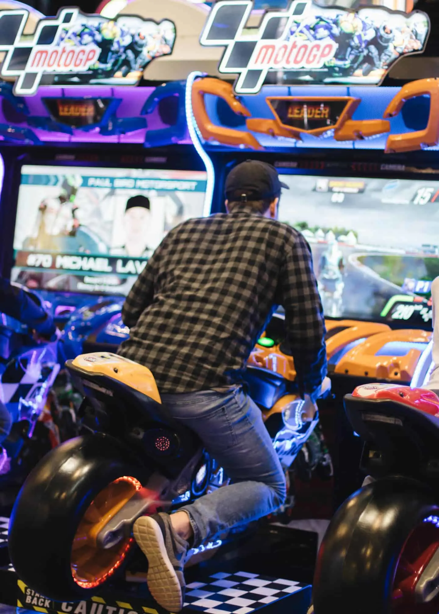 Motorcycle racing game at The Rec Room Toronto