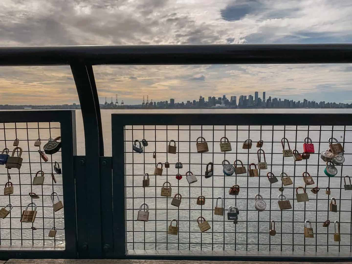 Love locks at the Lonsdale Quay in North Vancouver, British Columbia