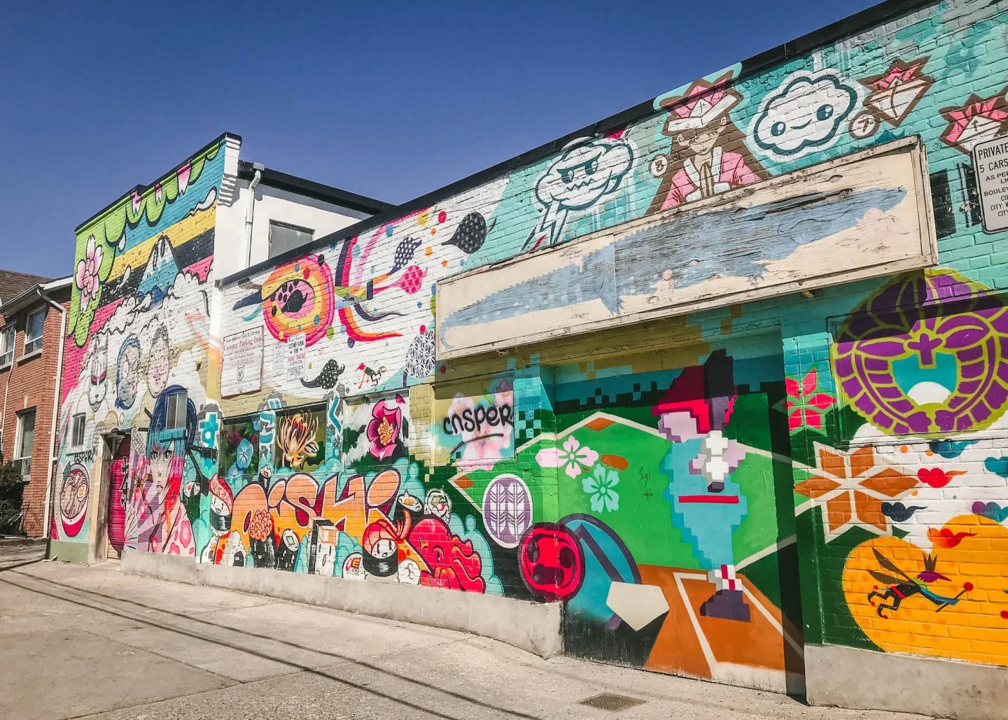 Colourful cartoon mural, Toronto