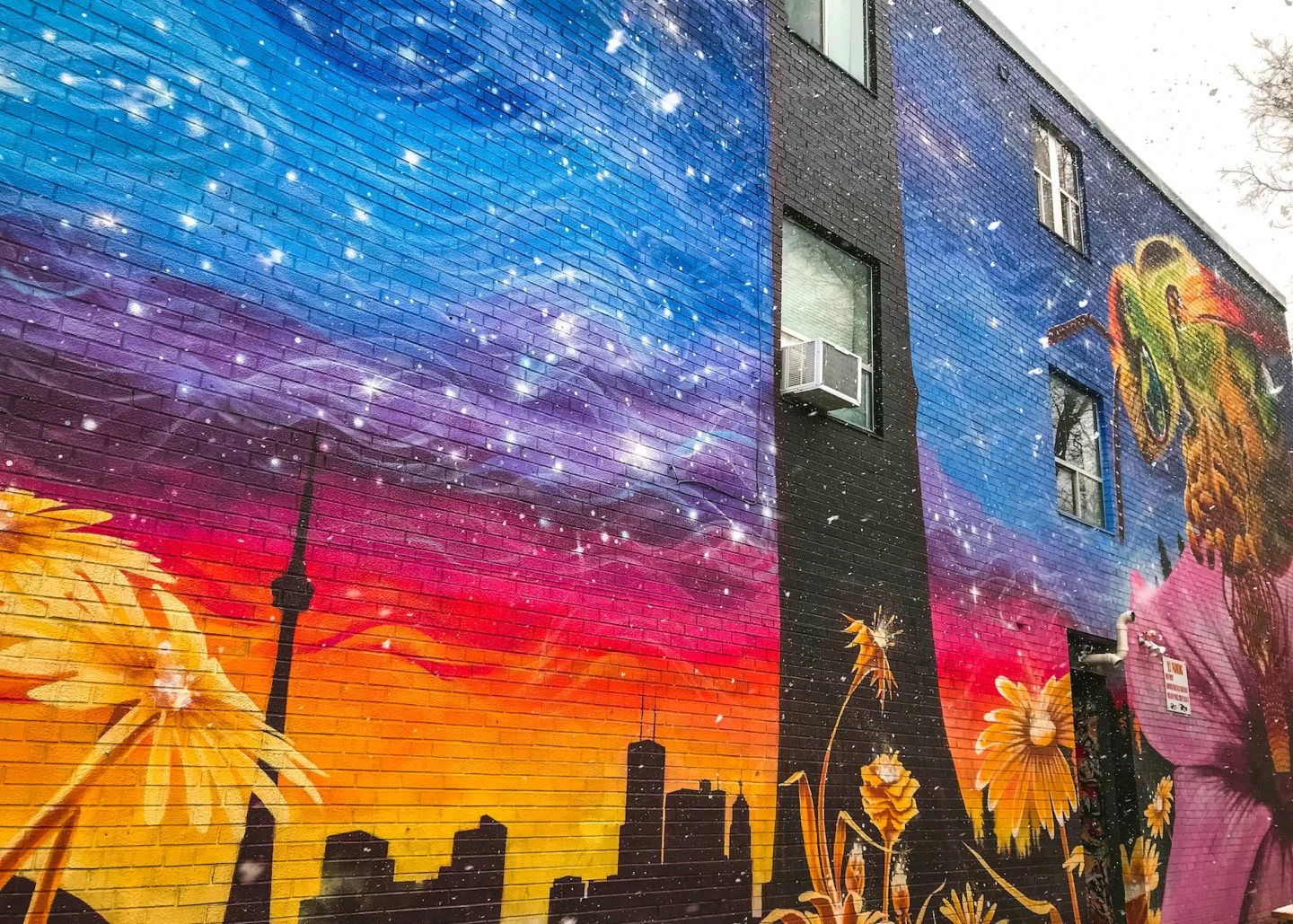Toronto skyline mural in the Annex