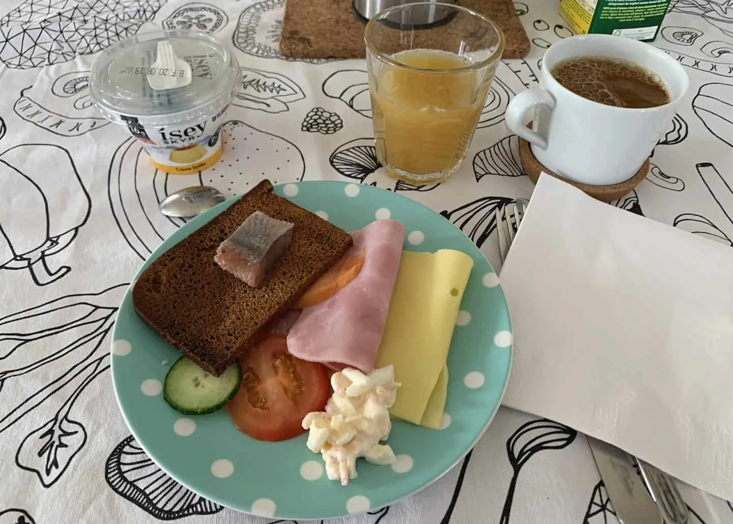 Our Airbnb host at the Laugabol Horse Farm in the Westfjords had a homemade breakfast spread set up for guests every morning