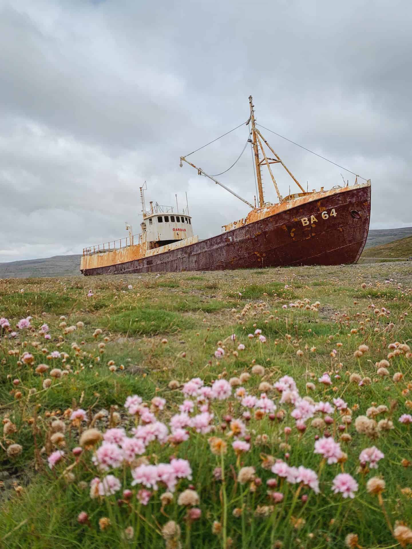 Garðar BA 64 ship in the Westfjords of Iceland