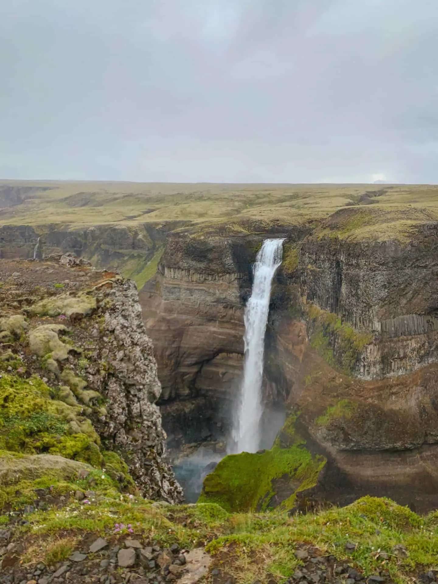 Háifoss Waterfall in the Icelandic Highlands