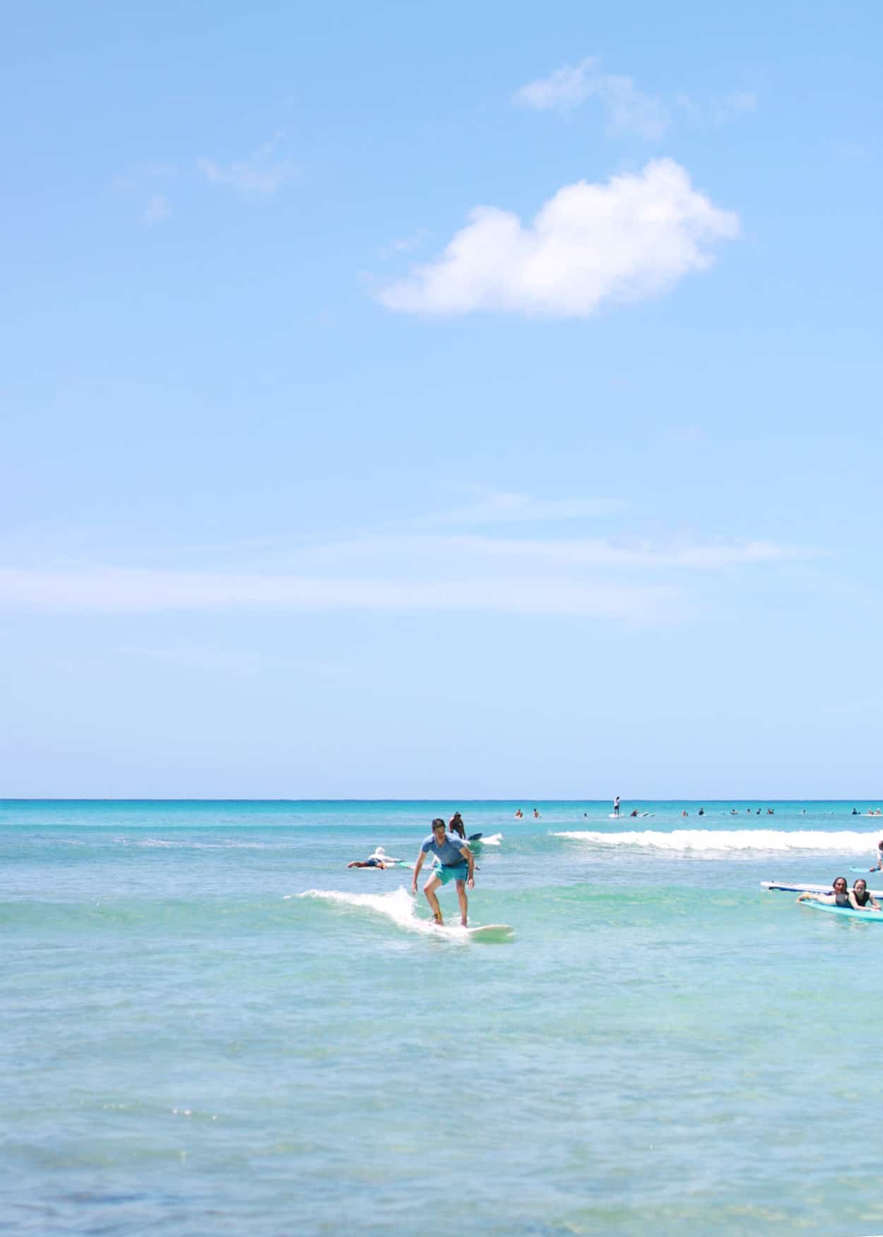 Surfing at Waikiki Beach on Honolulu, Hawaii