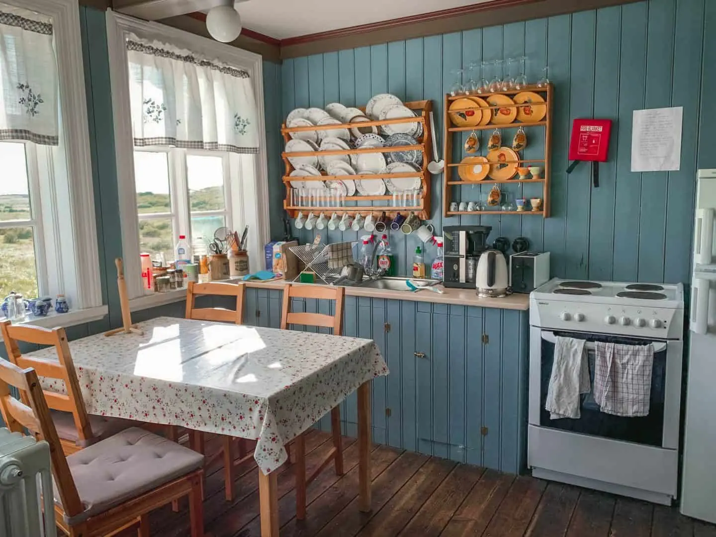 A farm-housed inspired kitchen in an Airbnb guesthouse in Iceland