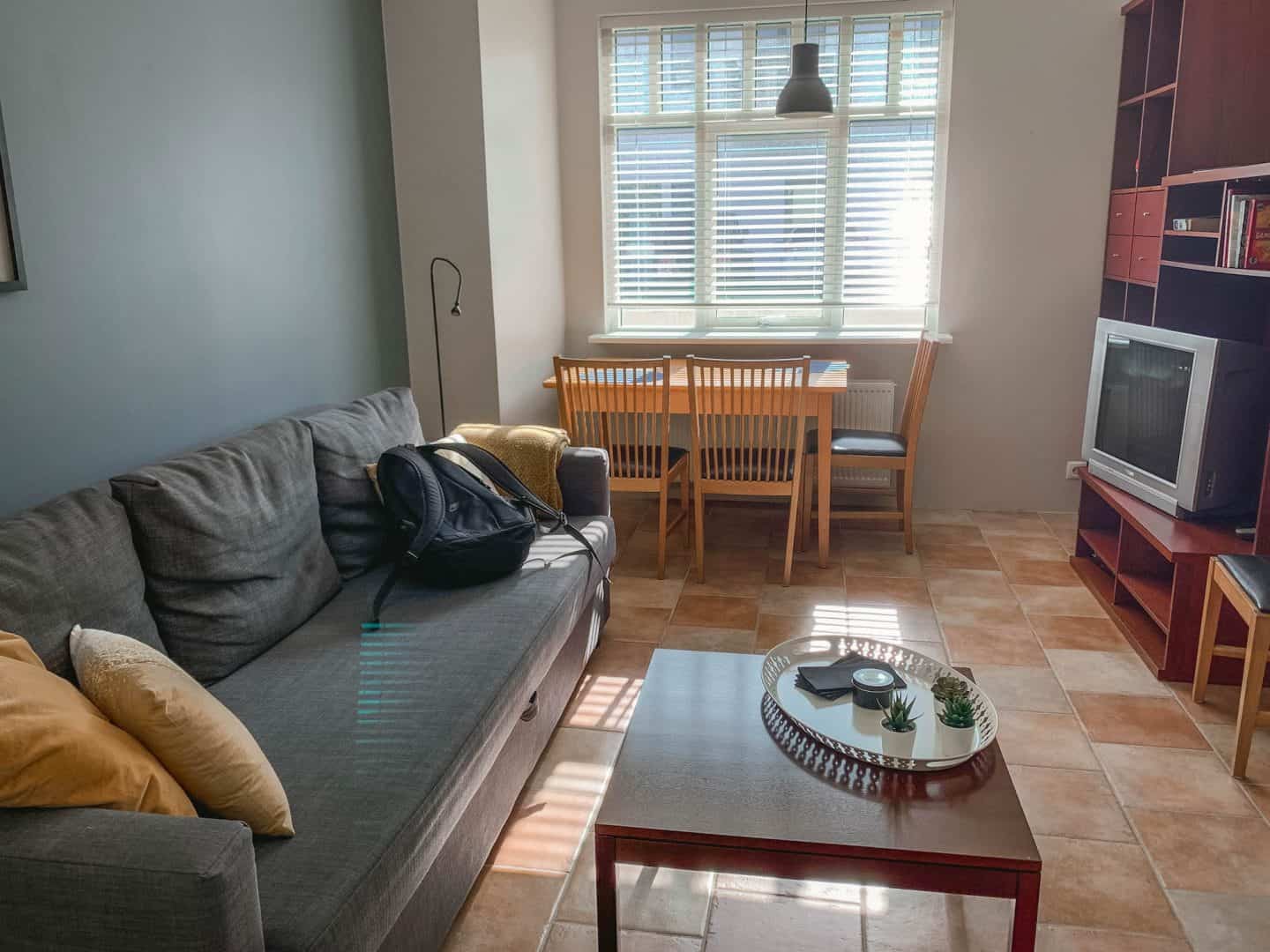 A large living room space in an apartment Airbnb in Iceland