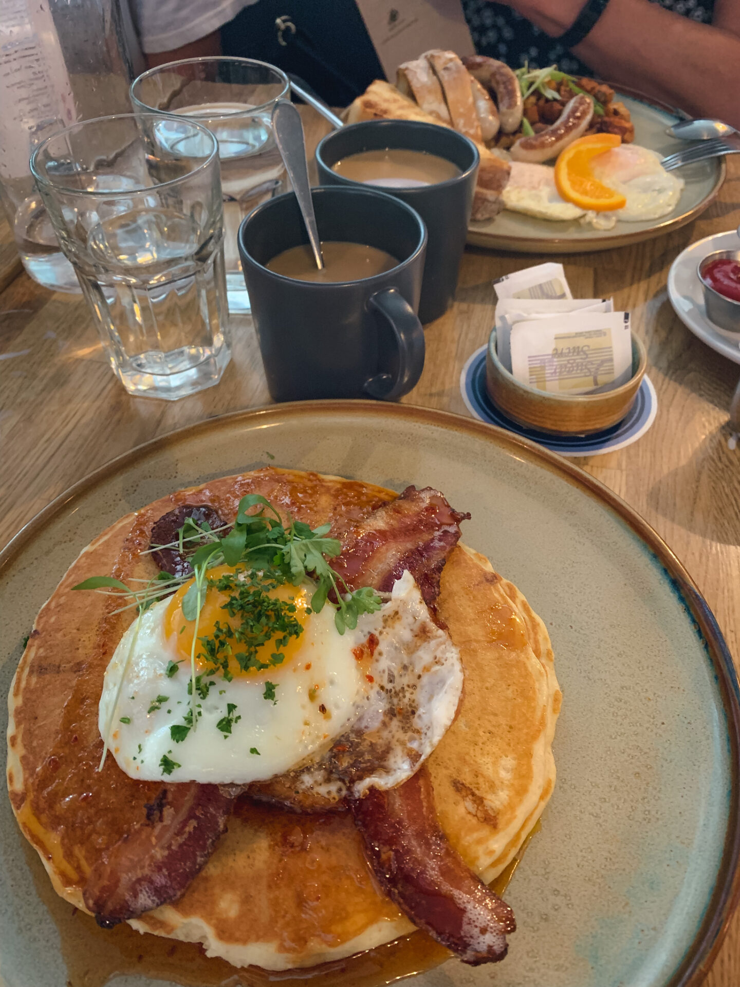 Fried chicken & pancakes breakfast at Blue Star Diner in Calgary, Alberta