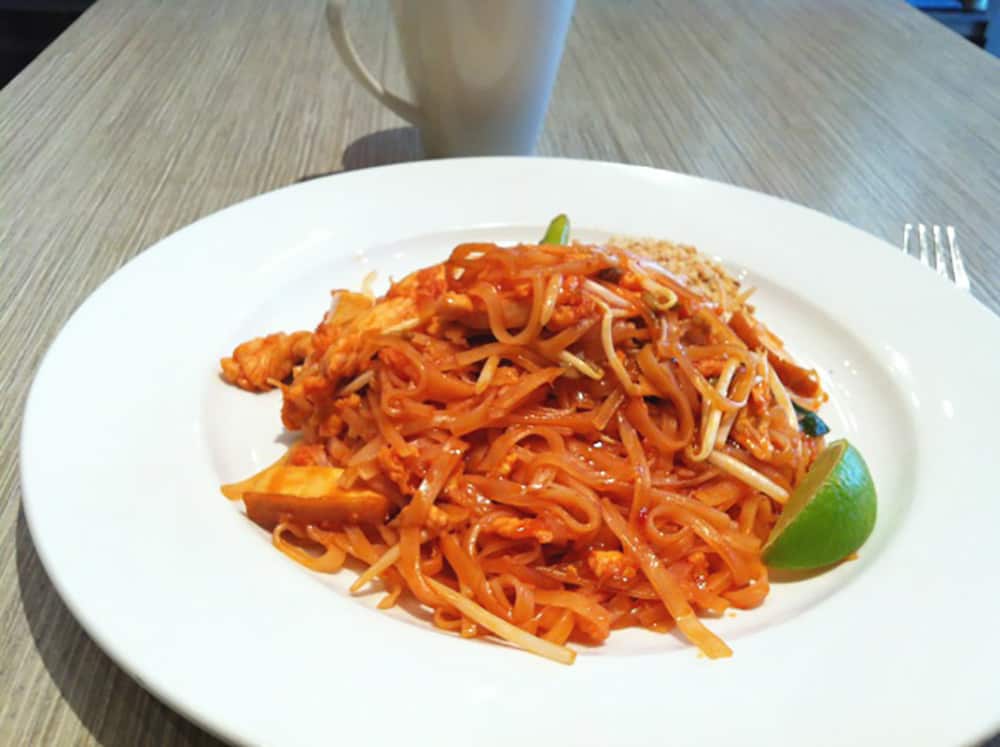 Chicken pad thai dish at Thai Basil in Richmond Hill, Ontario