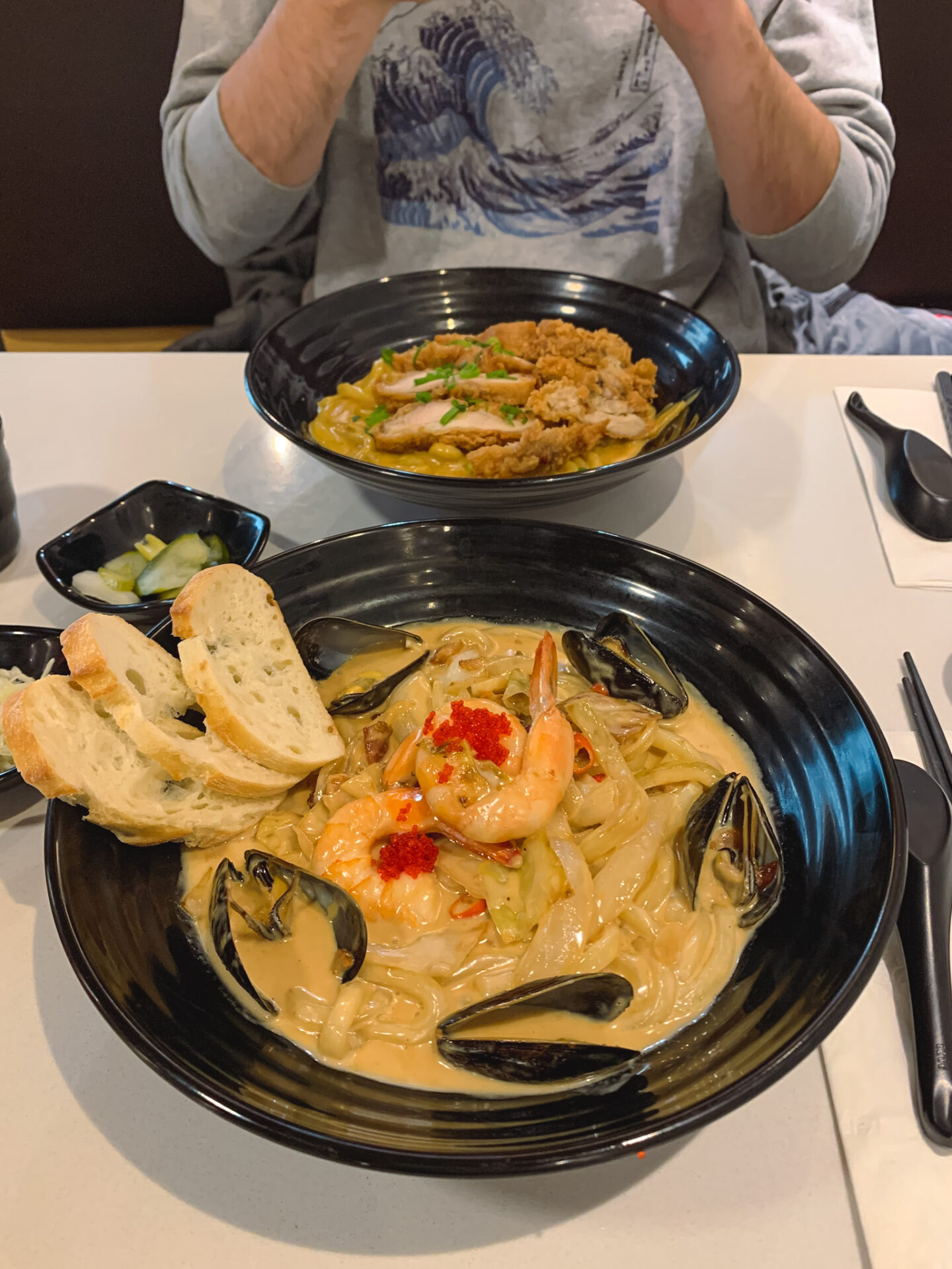 Spicy Cream Udon and Chicken Curry Udon from Mikaku Udon Bar in Richmond Hill, Ontario