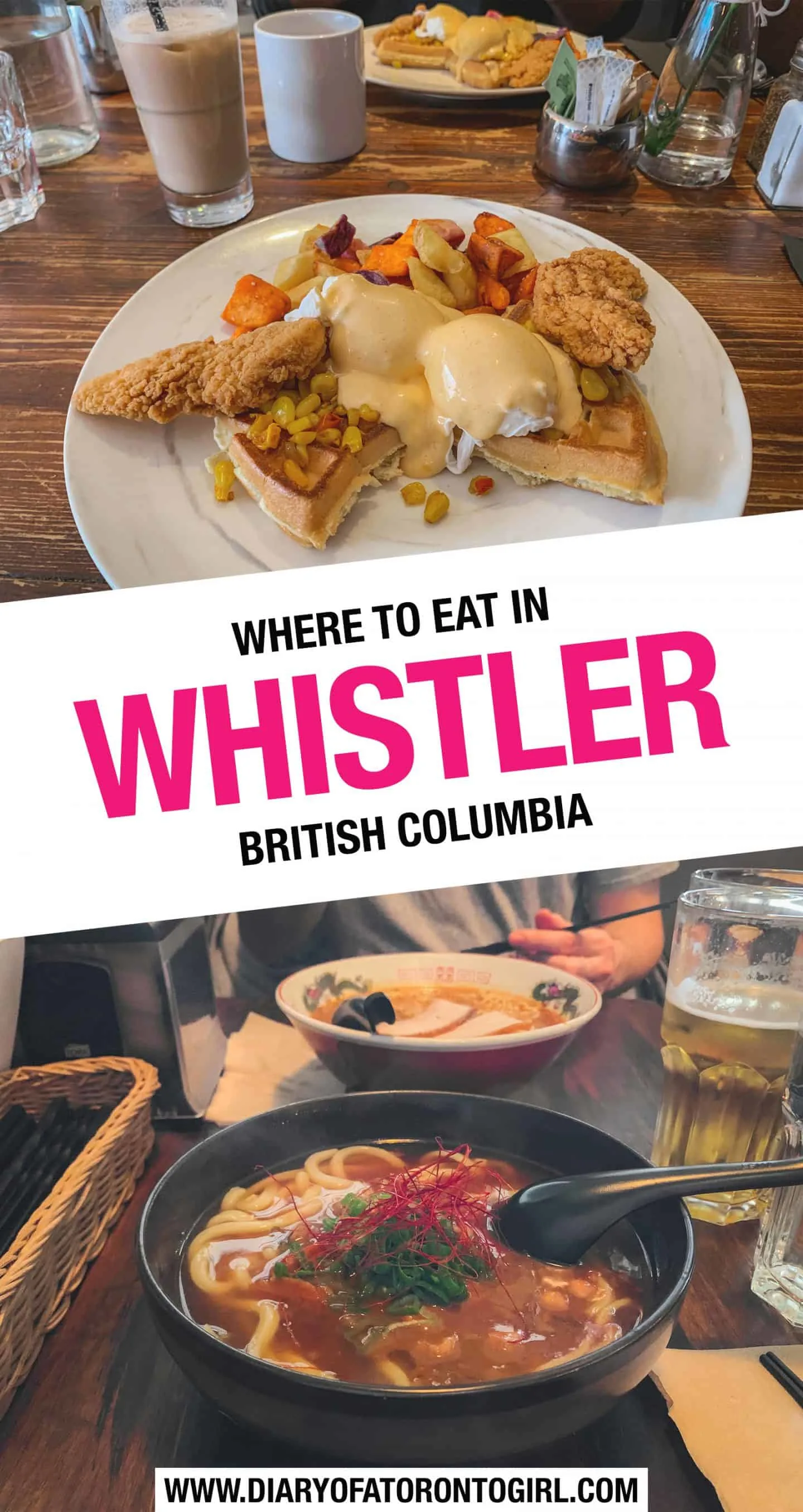 The ultimate guide on where to eat in Whistler and Squamish in British Columbia, including all the best brunch spots and dinner places to visit!