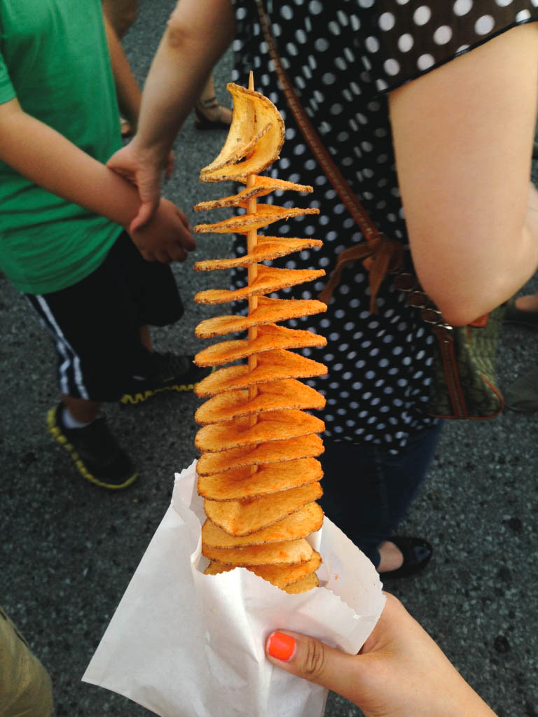 Tornado potato at Night it Up! Asian night market in Markham, Ontario