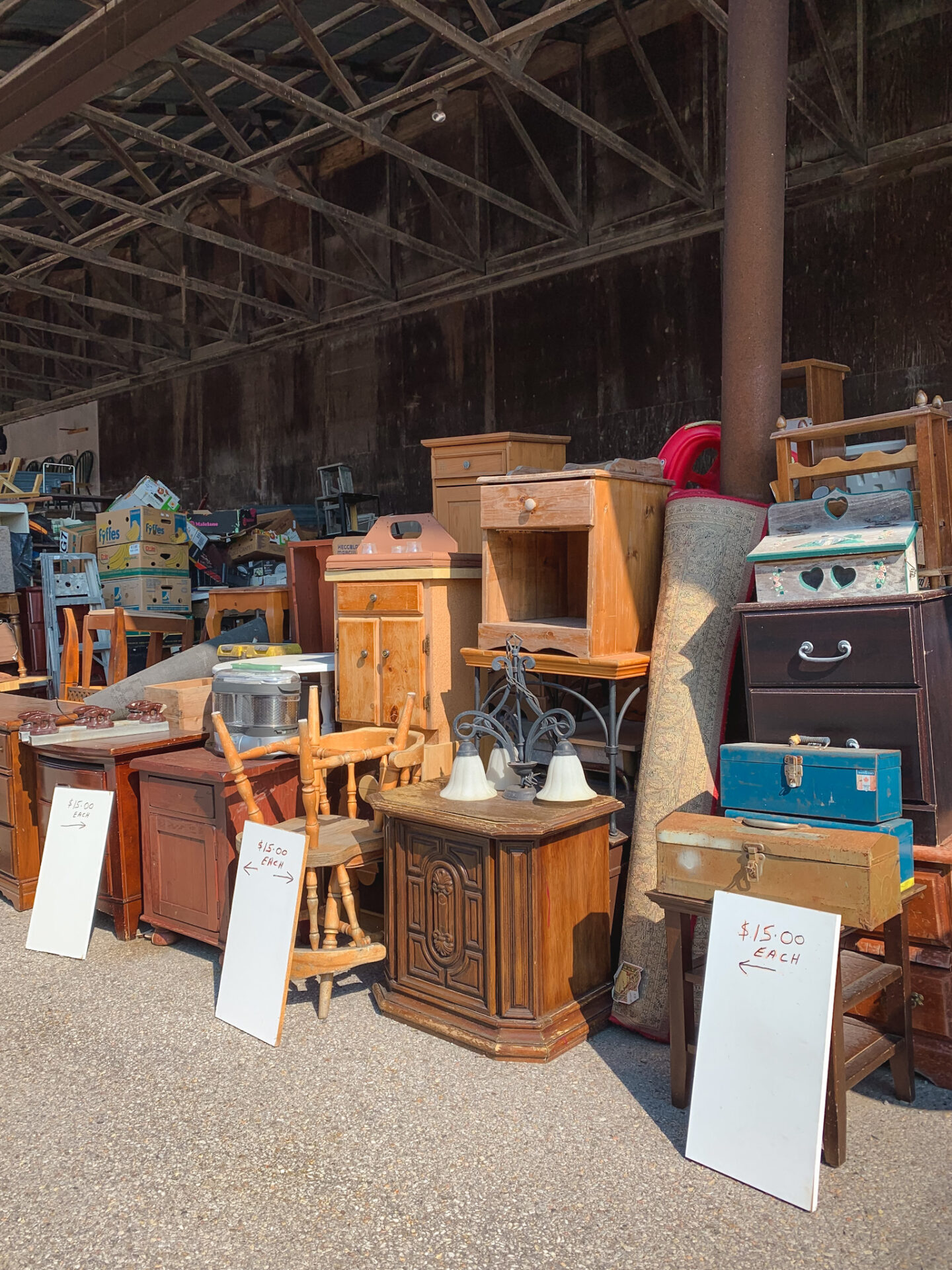 Vintage furniture at Courtice Flea Market in Courtice, Ontario