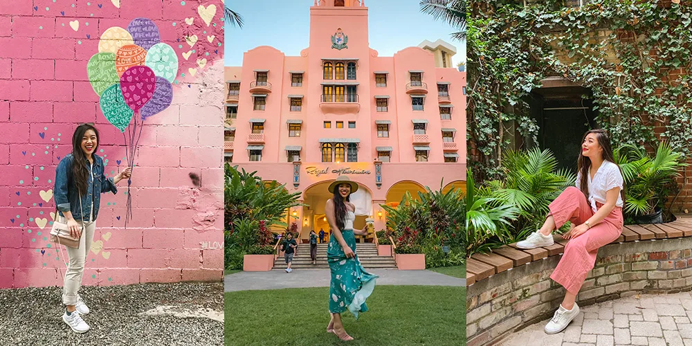 Balloon mural in Toronto, Royal Hawaiian Hotel in Oahu, garden in Toronto