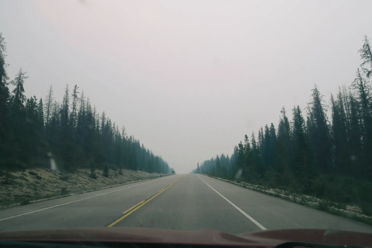 Hazy sky in Jasper, Alberta