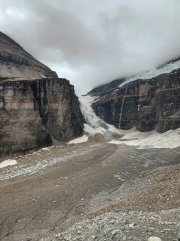 Glacier viewpoint at the Plain of the Six Glaciers hike in Lake Louise, Alberta