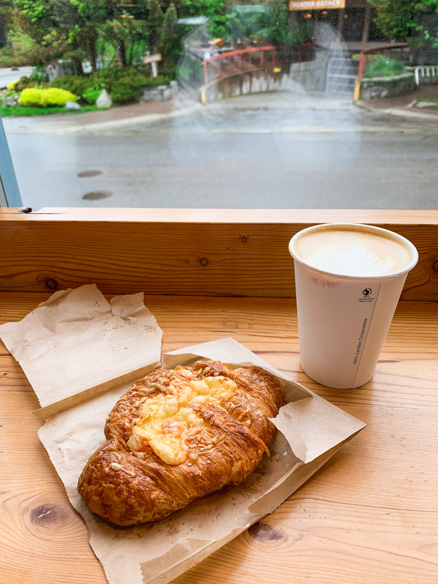 Ham & Cheese Croissant and Latte from Mount Currie Coffee Company in Whistler, British Columbia