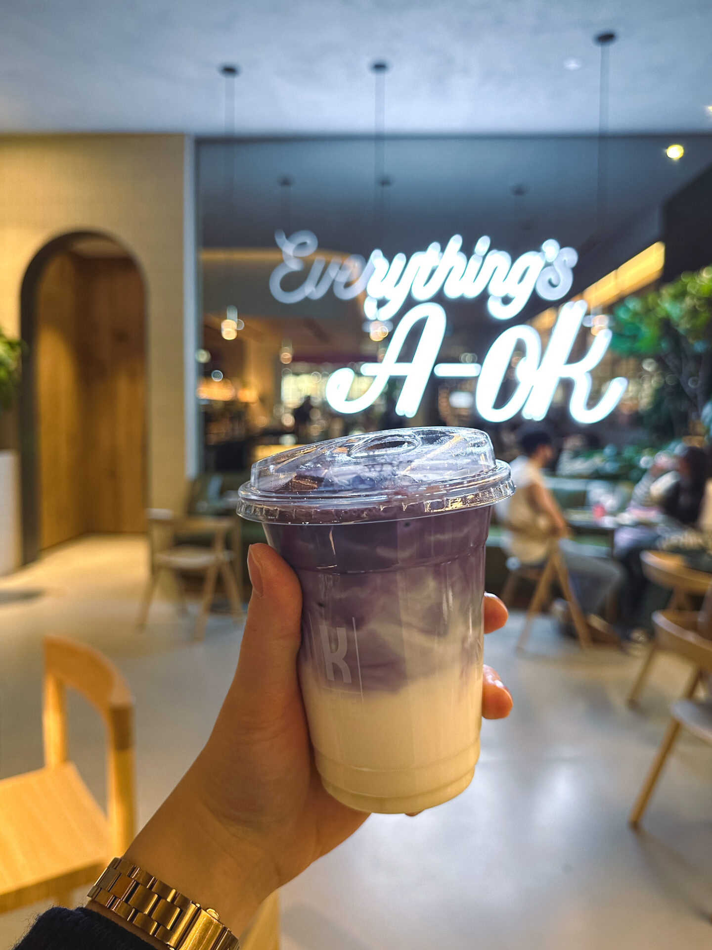 Purple Pop Latte from A-OK Cafe inside Aritzia at Markville Mall in Markham, Ontario