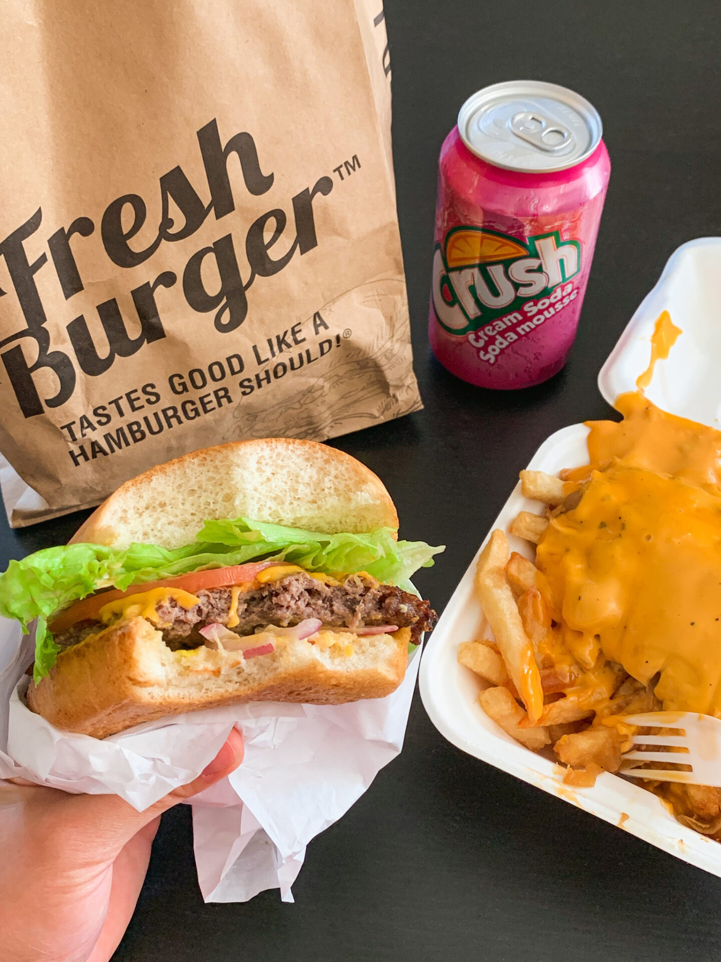 Burger and Cali-style fries from Fresh Burger Restaurant in Richmond Hill, Ontario