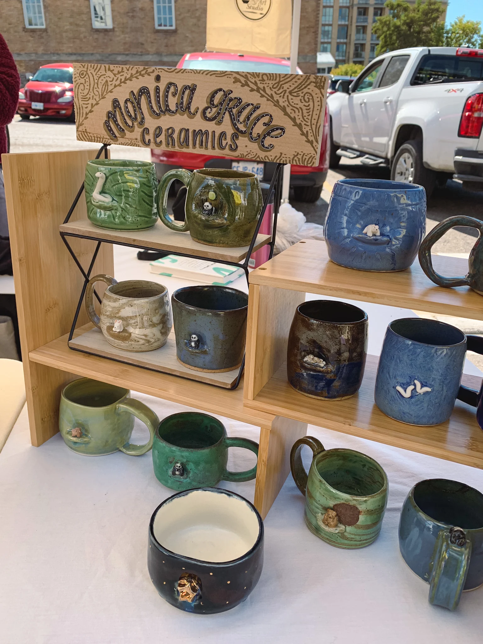 Ceramic mugs from Monica Grace Ceramics at Markham Farmers' Market in Markham, Ontario