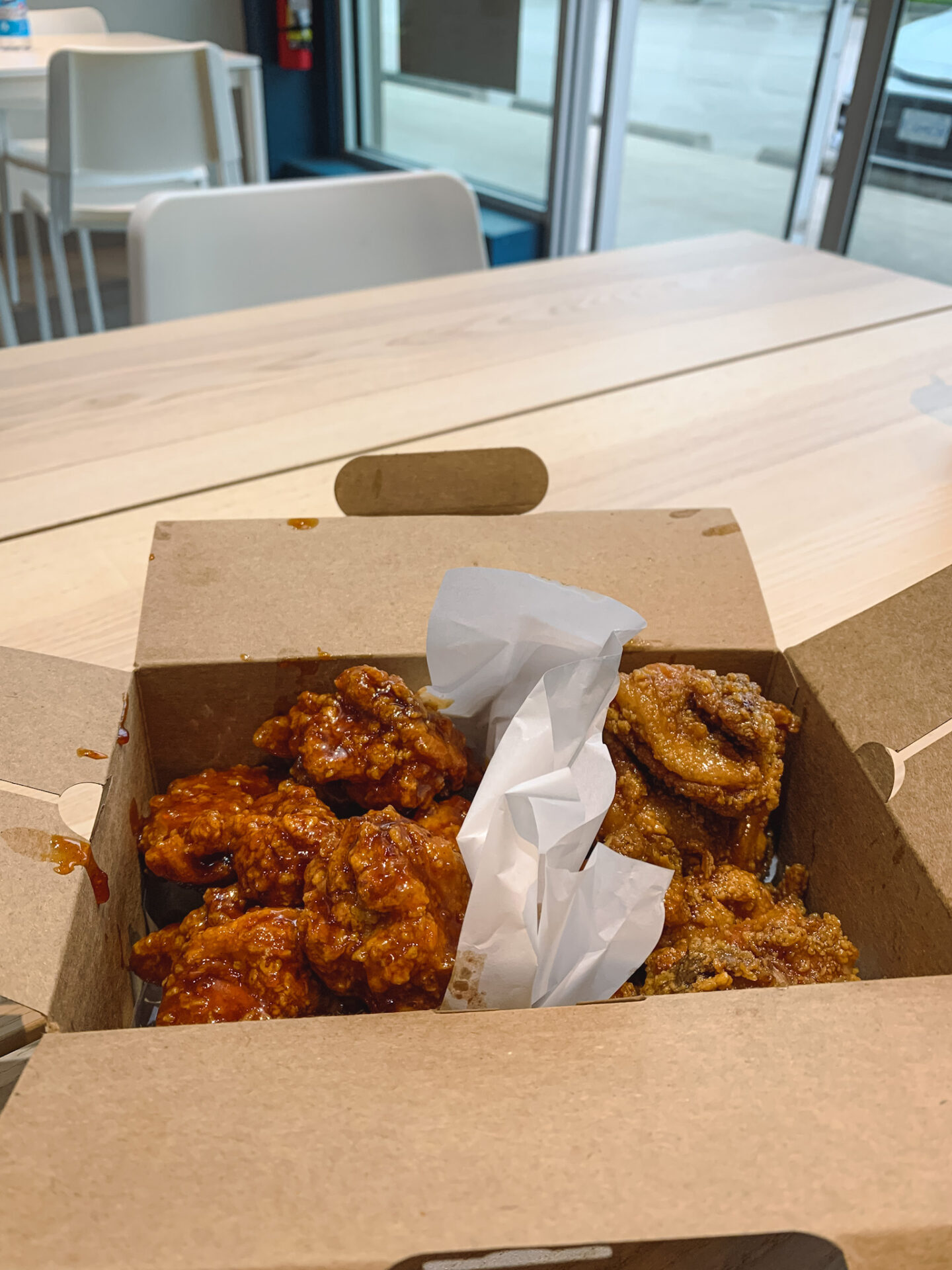 Yangyeom and soy garlic fried chicken from Chicko Chicken in Vancouver, British Columbia