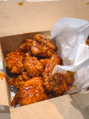 Yangyeom fried chicken from Chicko Chicken in Vancouver, British Columbia