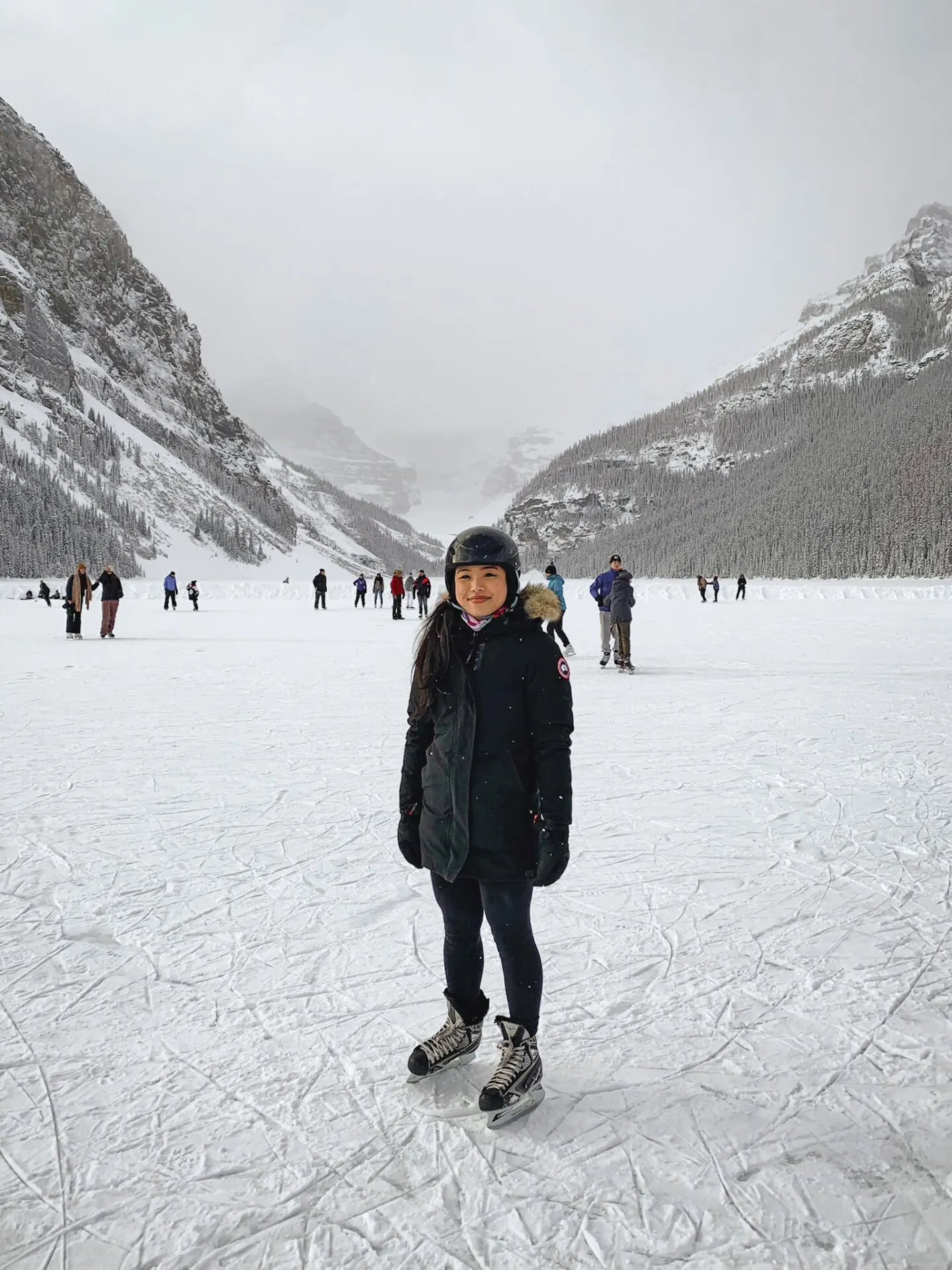 Frozen and snowy Lake Louise during winter
