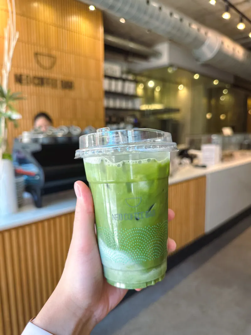 Iced Genmaicha Latte from NEO Coffee Bar in Toronto